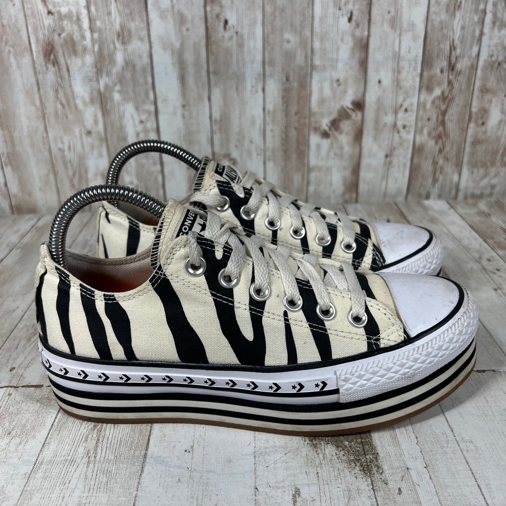 Converse Chuck Taylor All Star Zebra Print Platform Sneakers 567865C Womens 7